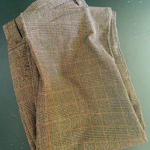 Brown Plaid Pants, flared bottoms.